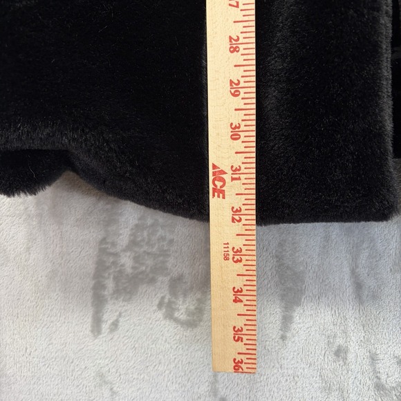 Tribal Women's Faux Fur Coat Size Petite Small Black Mob Wife Glam Retro Collar - Picture 8 of 9